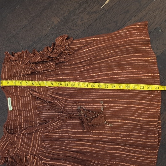 Ulla Johnson Cora Mahogany Metallic Flutter Sleeve Top Size 6 - Picture 7 of 7